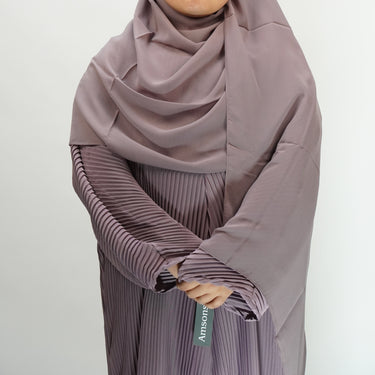 Girls Pleated Batwing Abaya - Mauve