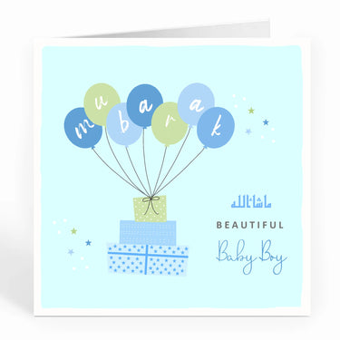 Mubarak A Beautiful Baby Boy - Balloons and Presents