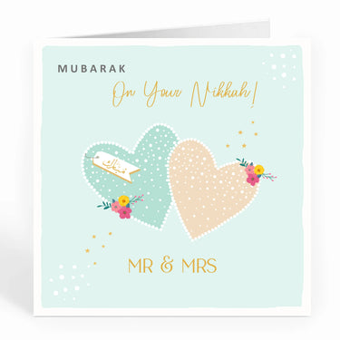 Mubarak On your Walima! Mr & Mrs - 2 Love hearts