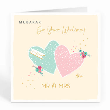 Mubarak On your Walima! Mr & Mrs - 2 Love hearts