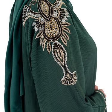 Green Luxury Jewels Hand Embellished Abaya