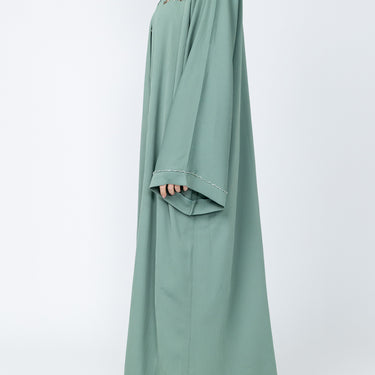 Green Luxury Jewels Hand Embellished Abaya