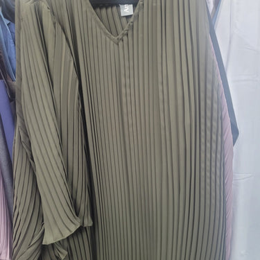 Pleated Nida Abaya - Khaki