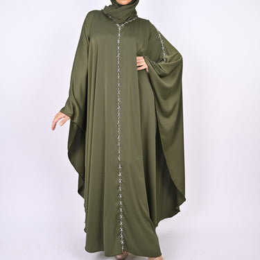 Premium Crepe Farasha With Embroidery - Green