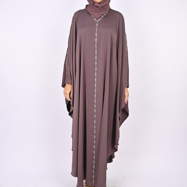 Premium Crepe Farasha With Embroidery - Mauve