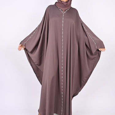 Premium Crepe Farasha With Embroidery - Mauve