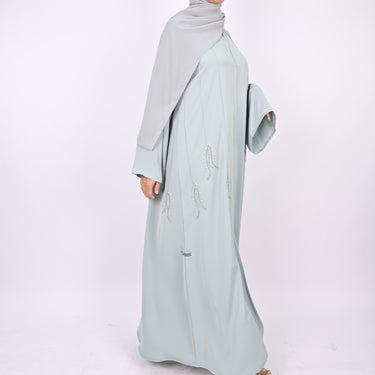 Frozen Ice Pintucks & Floral Hand Embellished Abaya