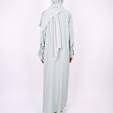 Turkish Style Abaya With Frill Cuffs - Mint