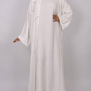 Crystal Embellished Emirati Abaya - White