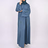 Indigo Blue Pintucks Floral Hand Embellished Abaya
