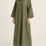 Khaki Green Premium Linen Abaya