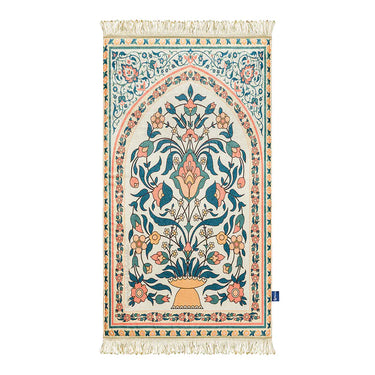 Adult Padded Prayer Mat with Teal and Coral Floral