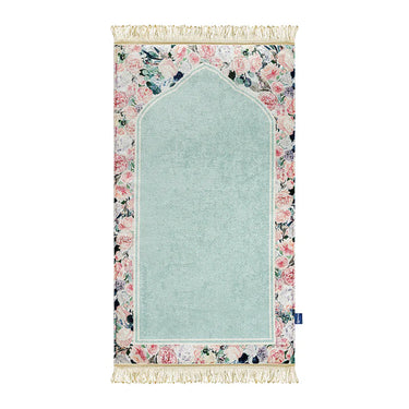 Adult Padded Prayer Mat with Soft Mint Floral Design