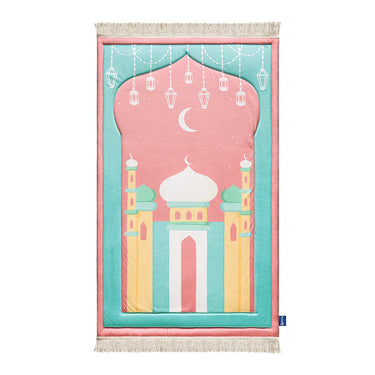 Padded Kids Prayer Mat with Pink Mumbai Mosque