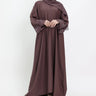 Mauve Heyam Nida Abaya with Embellished Lace Sleeves 