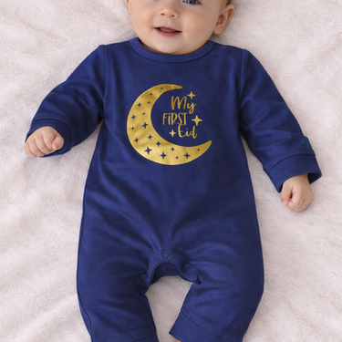 Navy Baby My First Eid Romper 100% Cotton
