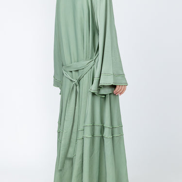 Leya Embellished Flared Abaya - Mint Green