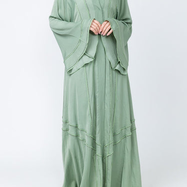 Leya Embellished Flared Abaya - Mint Green