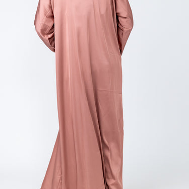 Sultana Satin Embellished Abaya - Dusty Pink
