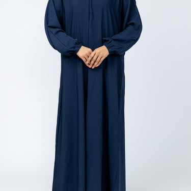 Instant Prayer Abaya with Mid Zip - Navy