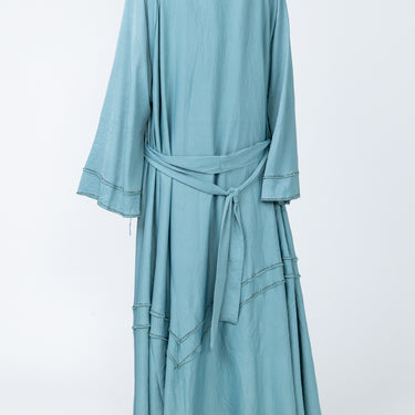 Leya Embellished Flared Abaya - Blue