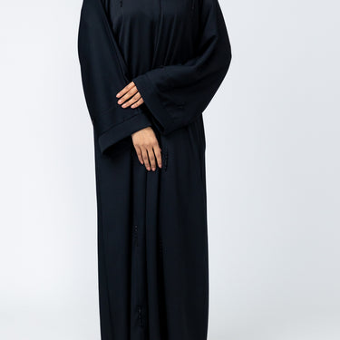 Zoya Embellished Piping Abaya - Black