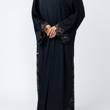 Luxury Black Sahar Lace Abaya with Embellishments