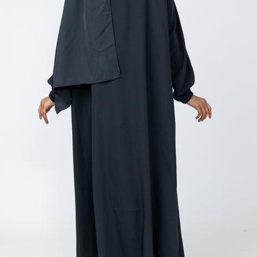 Instant Prayer Abaya with Mid Zip - Charcoal