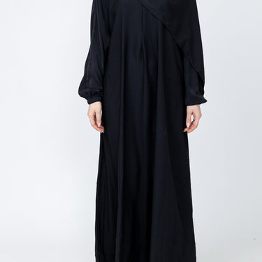 Instant Prayer Abaya with Mid Zip - Black