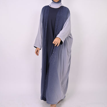Ombre Blue Glitter Abaya Set