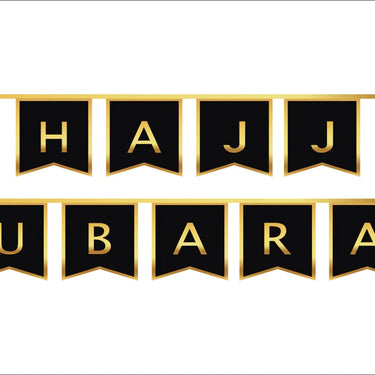 Gold Foil Hajj Mubarak Letter Bunting - 11 Bunting Flags