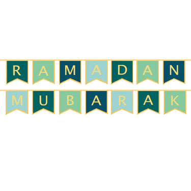 Gold Ramadan Mubarak Letter Bunting - 14 Bunting Flags