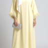 Pastel Yellow Fairytale Feather Abaya