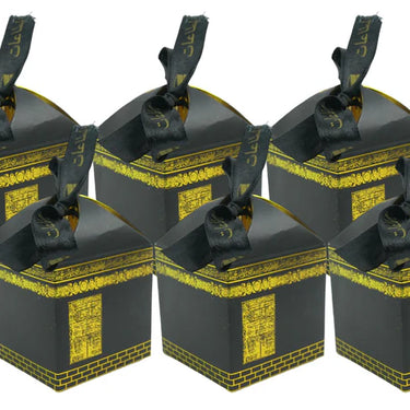 Kaaba Black & Gold Foil Favour Gift Box With Ribbon - Pack of 12