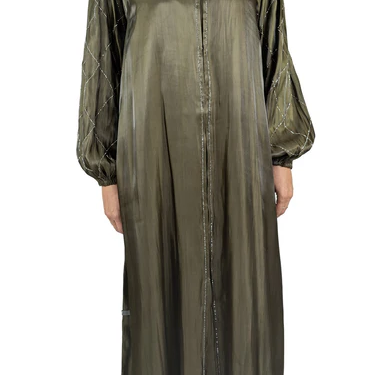 Girls Embellished Organza Abaya - Khaki