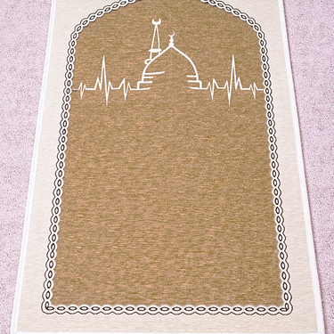 Gold Luxury Double-Sided Chenille Prayer Mat – Mosque Heartbeat Design