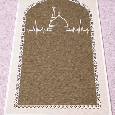 Golden Brown Luxury Double-Sided Chenille Prayer Mat – Mosque Heartbeat Design