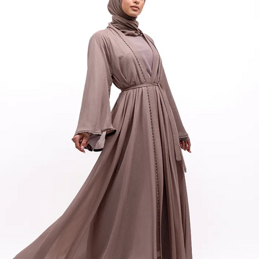 Mocha - Makeba Organza Abaya Set