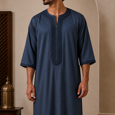 Navy Moroccan Zip Thobe