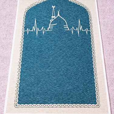 Turquoise Luxury Double-Sided Chenille Prayer Mat – Mosque Heartbeat Design