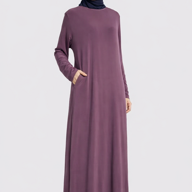 Dark Mauve Basic Inigo Jersey Abaya