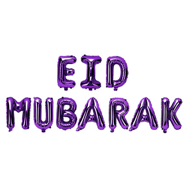 Purple 'Eid Mubarak' Foil Letter Balloons