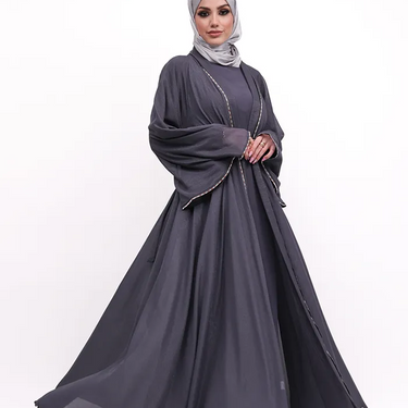 Grey - Makeba Organza Abaya Set