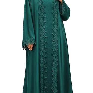 Green Aysha Lace Two-Piece Abaya