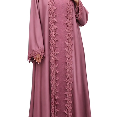 Mauve Aysha Lace Two-Piece Abaya
