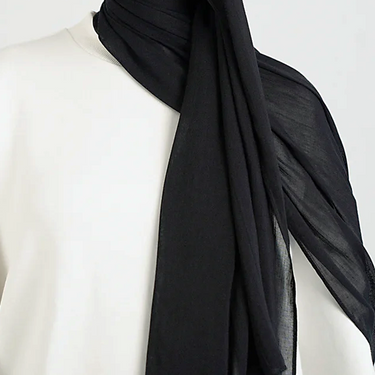 Black Single Stitched Modal Hijab & Cap Set