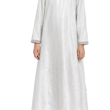 Silver Iridescent Embellished Girls Abaya