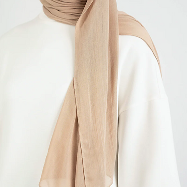 Beige Single Stitched Modal Hijab & Cap Set