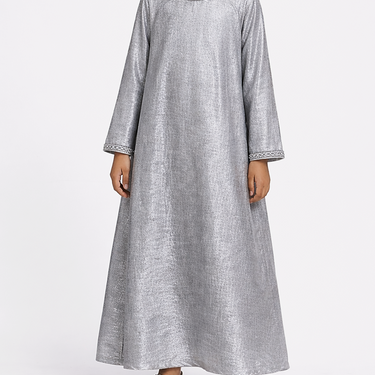 Grey Iridescent Embellished Girls Abaya