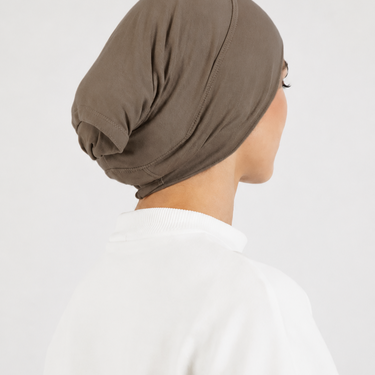 Ash Brown Single Stitched Modal Hijab & Cap Set